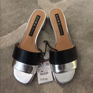 Zara silver slides